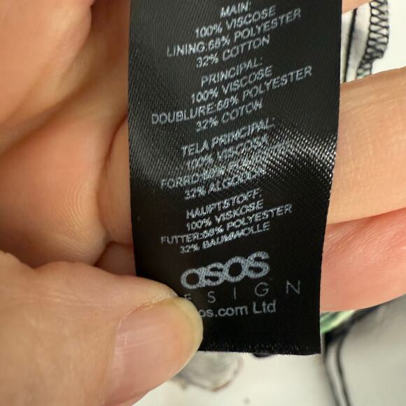 ASOS Edition Curve Floral Mini Dress Women's Size 26 Black Multi Blouson Sleeve - Picture 12 of 12